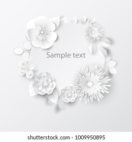 Paper art flowers background. Paper cut. Vector stock.