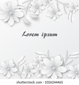 Paper art flowers background. Paper cut. Vector stock.