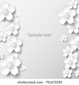 Paper art flowers background. Paper cut. Vector stock.