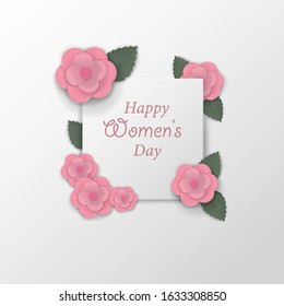 Paper art flowers background. Template for postcard, invitation, brochure, flyers.
