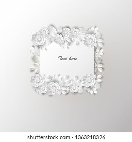 Paper art flowers background. Vector stock.