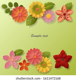 Paper art flowers background. Vector eps 10. 