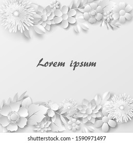 Paper art flowers, set - vector eps 10.