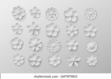 Flores de papel. Vector aislado. 