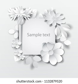 Paper art flowers. Vector stock.