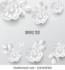 Paper art flowers. Vector stock.