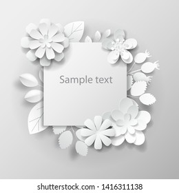 Paper art flowers. Vector stock.