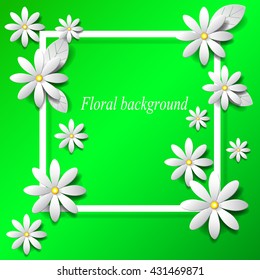 Paper art flowers. Vector stock.