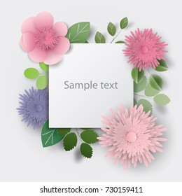 Paper art flowers. Vector stock.