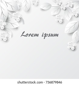 Paper art flowers. Vector stock.