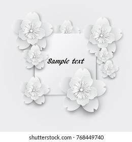 Paper art flowers. Vector stock.