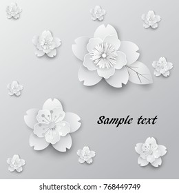 Paper art flowers. Vector stock.