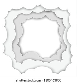 Paper art, fluffy clouds, modern 3D origami
