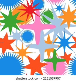 Paper art geometric color seamless vector pattern for wallpaper design. Modern colorful cover shapes design set. Abstract art background. Vector illustration elements. Abstract color background.