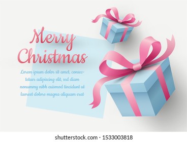 Paper art of Gift box dropping, merry Christmas, vector art and illustration.