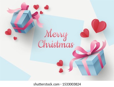 Paper art of Gift box dropping, merry Christmas, vector art and illustration.