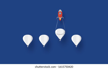 Paper art group of hot air balloon racing, Concept inspiration business, Business competition