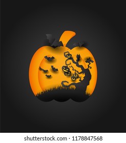 Paper art of Halloween and holiday celebration, vector art and illustration.