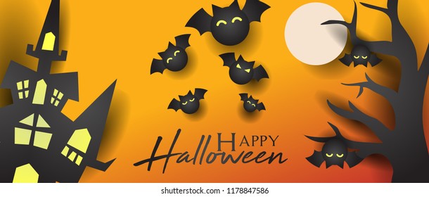 Paper art of Halloween and holiday celebration, vector art and illustration.