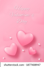 Paper art with heart on pink background. Love concept design for happy mother's day, valentine's day, birthday day. Poster and greeting card template design.