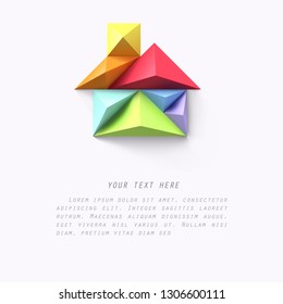Paper art of house Tangram, vector art and illustration