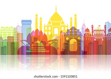 Paper art of India landmark, travel and tourism concept, eps 10 vector.