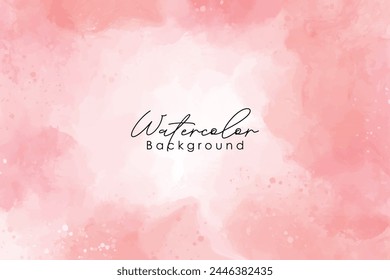 Paper art invitation template with colorful peach watercolor background or pink background for wallpaper design. Colorful artistic background. Grunge texture.