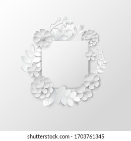 paper art isolated flowers background on white. Vector eps 10.