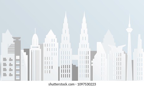 Paper art of Kuala Lupur city skyline