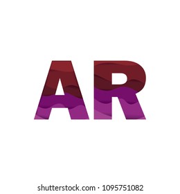 Paper art letter AR font vector modern water in text design illustration emblem isolated background