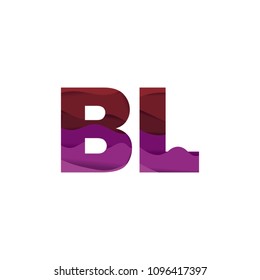 Paper art letter BL font vector modern water in text design illustration emblem isolated background
