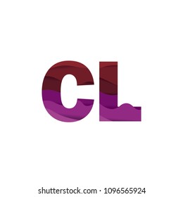Paper art letter CL font vector modern water in text design illustration emblem isolated background
