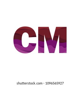 Paper art letter CM font vector modern water in text design illustration emblem isolated background
