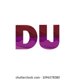 Paper art letter DU font vector modern water in text design illustration emblem isolated background
