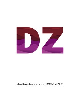 Paper art letter DZ font vector modern water in text design illustration emblem isolated background
