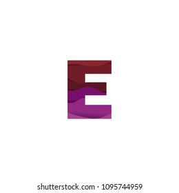 Paper art letter E font vector modern water in text design illustration emblem isolated background