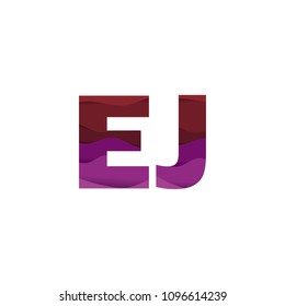 Paper art letter EJ font vector modern water in text design illustration emblem isolated background

