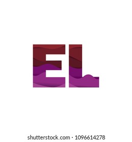 Paper art letter EL font vector modern water in text design illustration emblem isolated background

