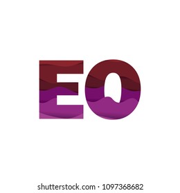 Paper art letter EO font vector modern water in text design illustration emblem isolated background
