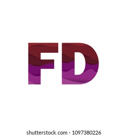 Paper art letter FD font vector modern water in text design illustration emblem isolated background
