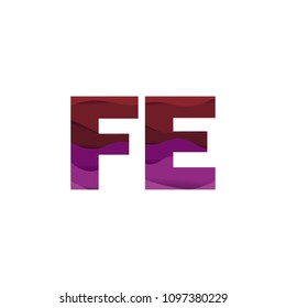 Paper art letter FE font vector modern water in text design illustration emblem isolated background

