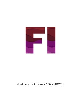 Paper art letter FI font vector modern water in text design illustration emblem isolated background
