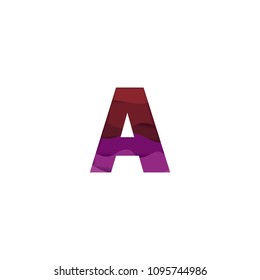 Paper art letter A font vector modern water in text design illustration emblem isolated background