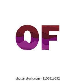 Paper art letter OF font vector modern water in text design illustration emblem isolated background
