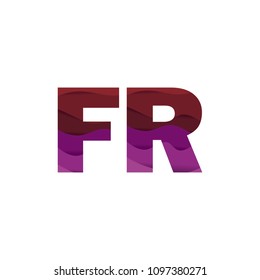 Paper art letter FR font vector modern water in text design illustration emblem isolated background
