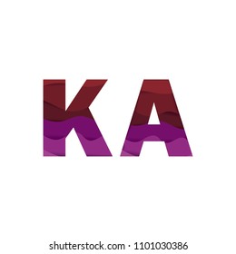 Paper art letter K font vector modern water in text design illustration emblem isolated background
