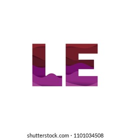 Paper art letter LE font vector modern water in text design illustration emblem isolated background
