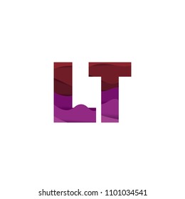 Paper art letter LT font vector modern water in text design illustration emblem isolated background
