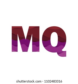 Paper art letter MQ font vector modern water in text design illustration emblem isolated background
