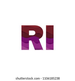 Paper art letter R font vector modern water in text design illustration emblem isolated background
